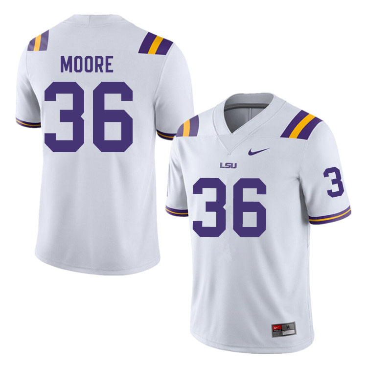 Men #36 Derian Moore LSU Tigers College Football Jerseys Sale-White